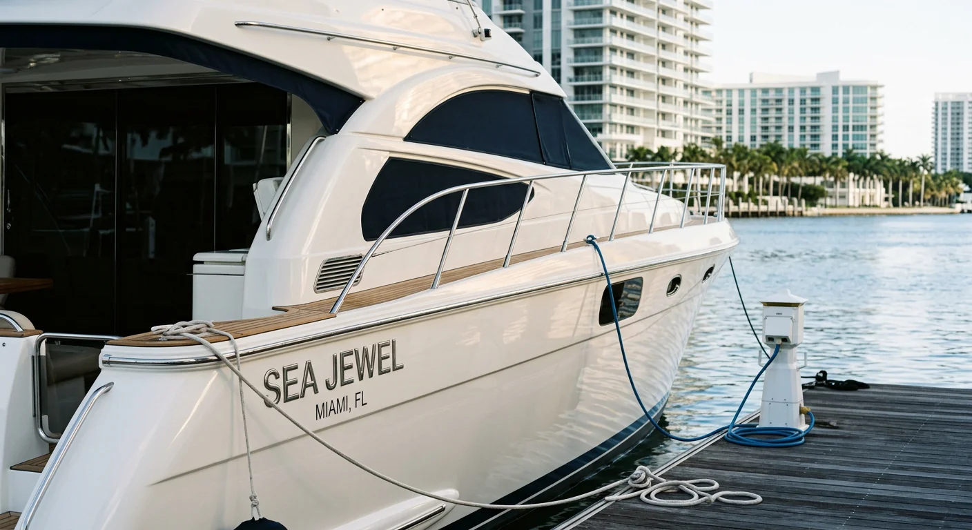 Boat detailing in Doral FL, professionally detailed boat at a local marina