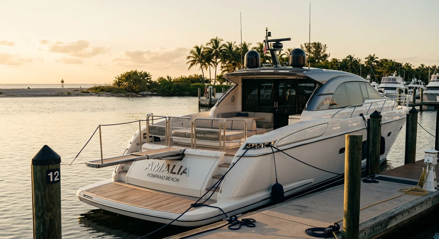 Boat detailing in Pompano Beach FL, detailed boat near the beach inlet