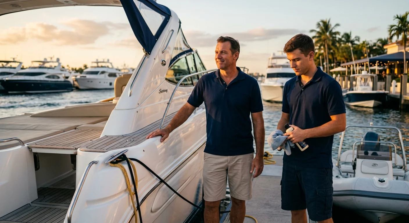 Helm and Hull boat detailing team at a South Florida marina